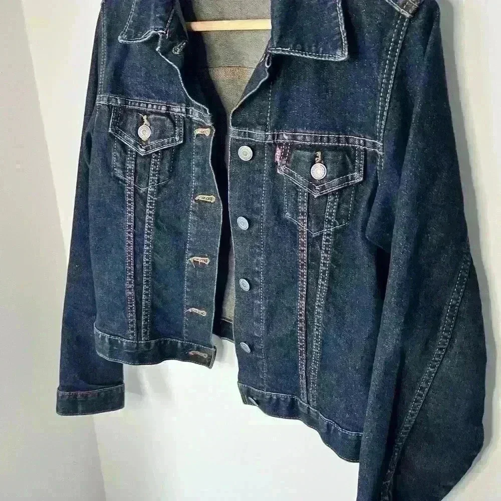 Vintage Levi’s Red Tab 90s Womens Dark Denim Country Western Jacket Medium - Picture 13 of 13